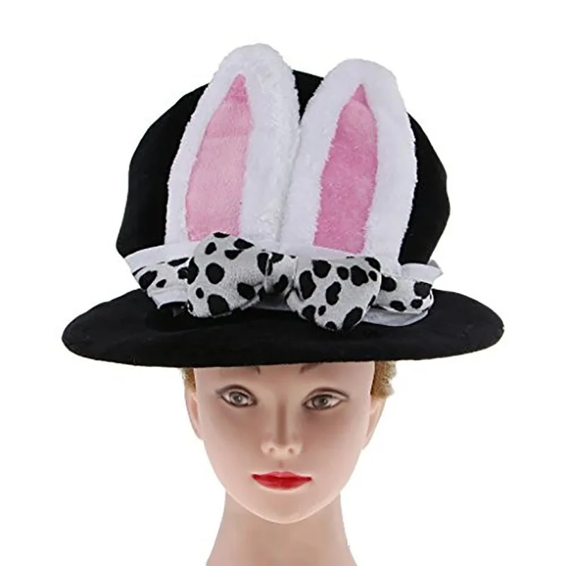 Пасхальный день белый кролик топ шляпа Алиса Страна Чудес Косплей Кролик котелок для мужчин и женщин Мартовский заяц Костюм Аксессуар Топпер с ушками - Цвет: Women Lady