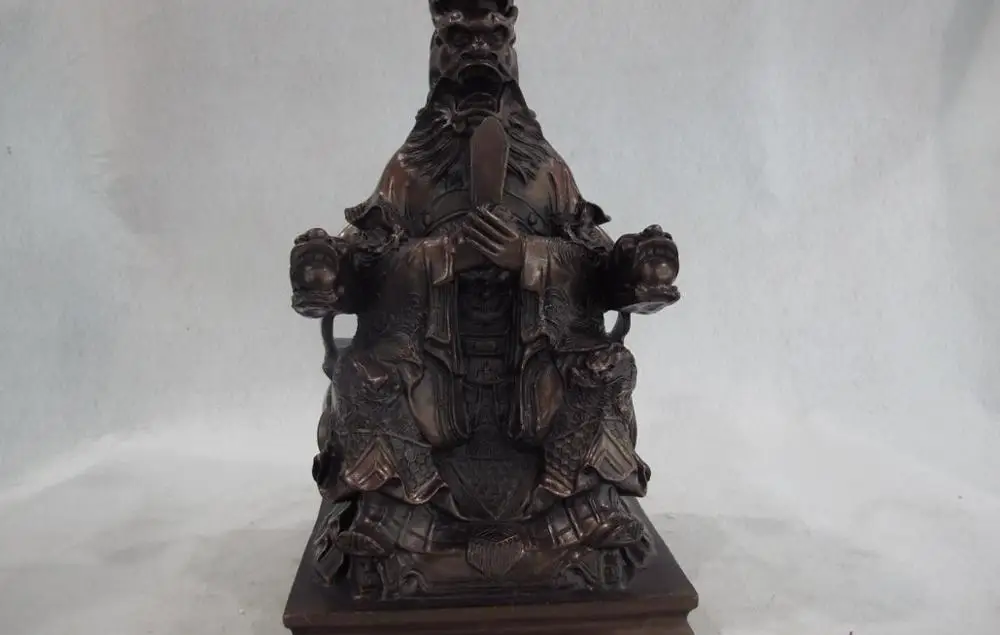 

China Myth Pure Bronze Seat Dragon King Lord God of Rain Longwang Buddha Statue