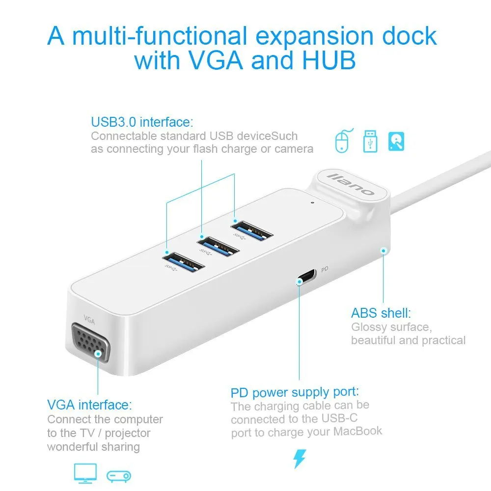 USB C мульти для школы больницы с VGA видео выход PD 3 0 порты индикатор MacBook Pro тип c к HDMI