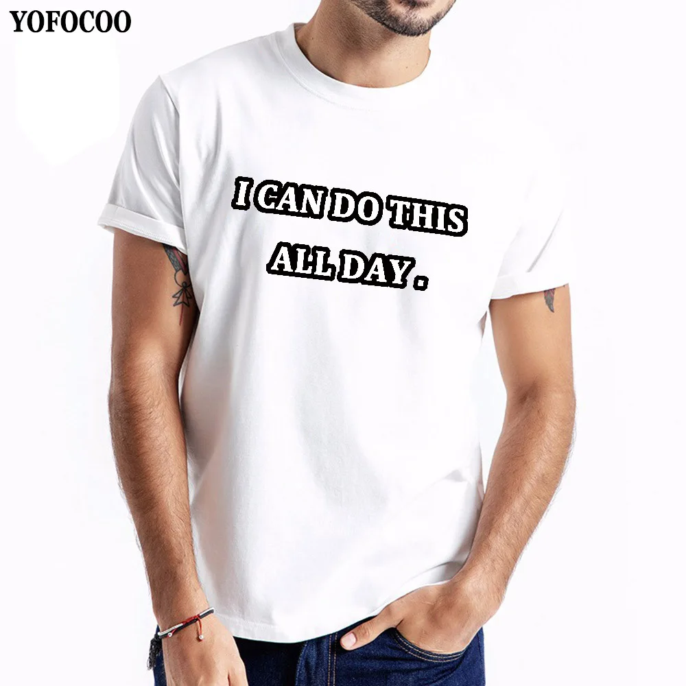 

YOFOCOO Marvel Captain America Fashion I Can Do This All Day Cartoon T-Shirt Men's T Shirt Summer Male Casual Tee Shirt Tops