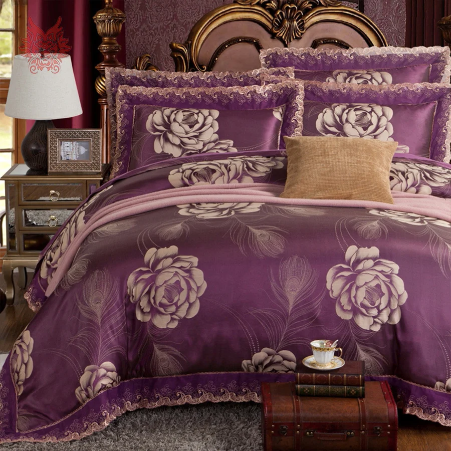 Palace luxury floral jacquard bedding sets cotton tencel modal tribute