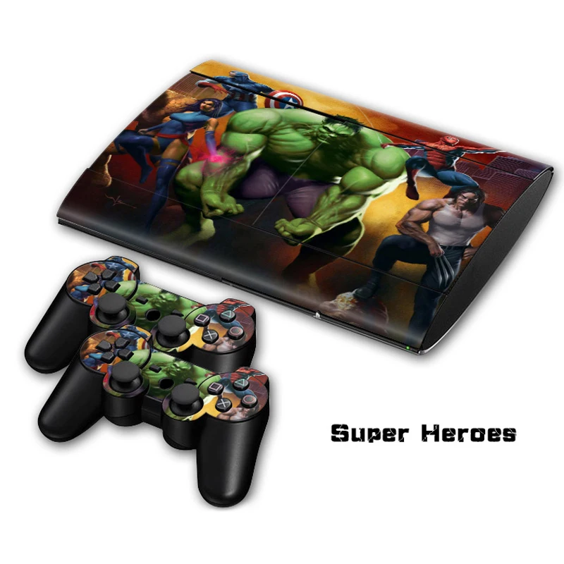 Super Heroes винил кожи Стикеры для Sony Игровые приставки 3 super slim консоли и контроллер кожи