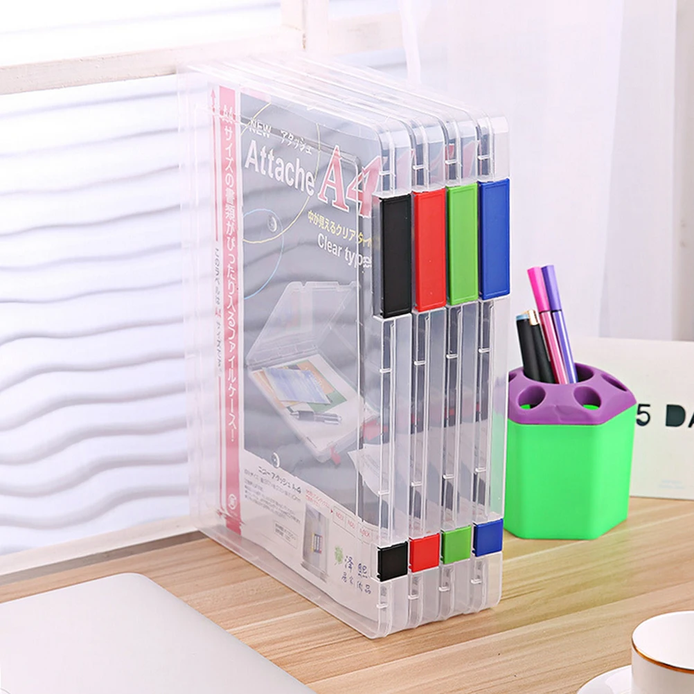 A4 Plastic Storage Tray Various Colours Red Blue Green Yellow Transparent Clear