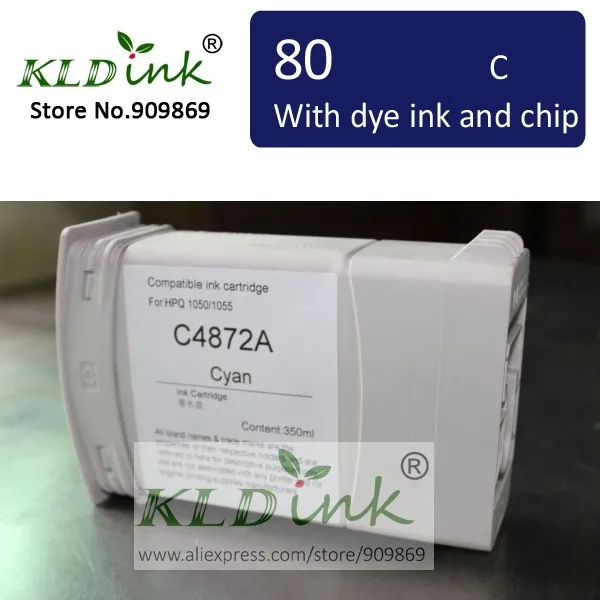 

[KLD Ink] Compatible 80 C4846A CYAN Dye ink cartridge for Designjet 1050 1055 printer