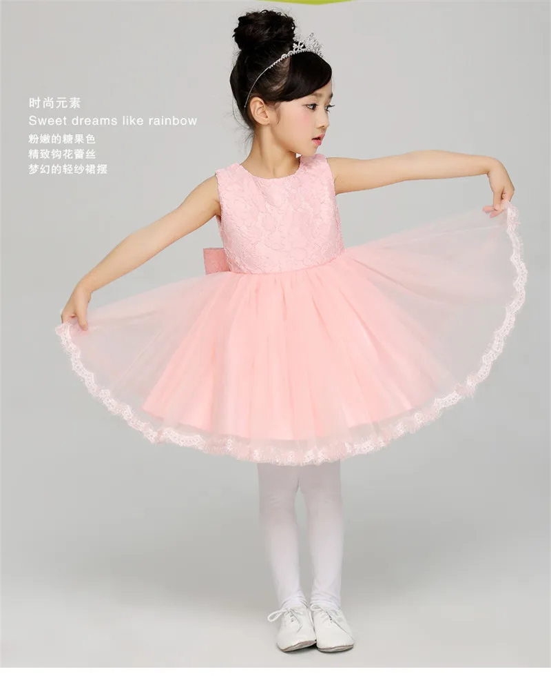 

Hot In The Summer Of 2016 The New Lace Dresses Of The Girls Three Color Flower Girl Dress Princess Dress Free Postage