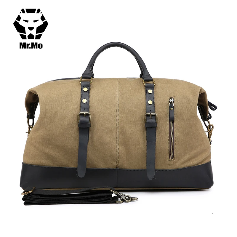 

Ita Retro Canvas Leather Men Travel Packing Cube Set Big Overnight Luggage Organizer Men Duffle Zipper Travel Bag Weekender Bags