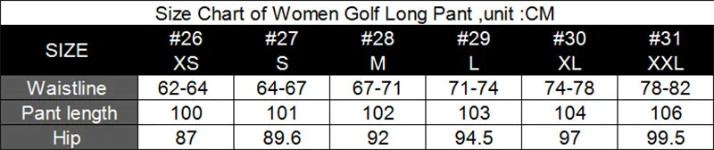 size chart women