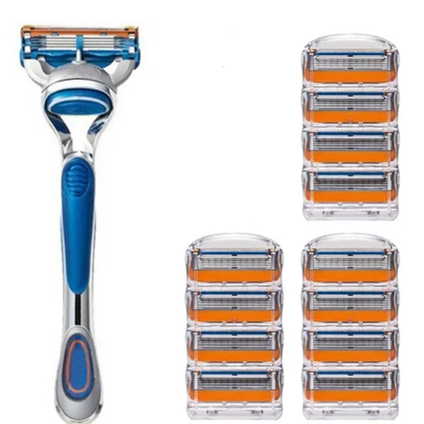 

1Holder +12 Razor Blade Compatible with Gillettee Fusione Razor Men Shaver Razor Blades 5 Layer Razor Blades for Men