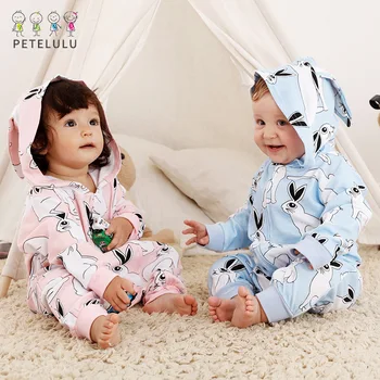 

Fashion Winte Baby Boy Girl Jumpsuit Newborn Baby Long Sleeved Rabbit Zoology Pattern Kids Rompers Keep Warm Thicken Suit