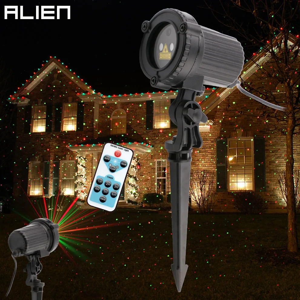 alien remote red green static christmas outdoor waterproof star shower christmas light projector