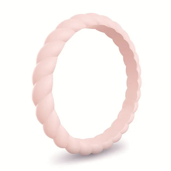 Fashion 3mm Thin Braided Silicone Ring For Women Wedding Rings Sports ...