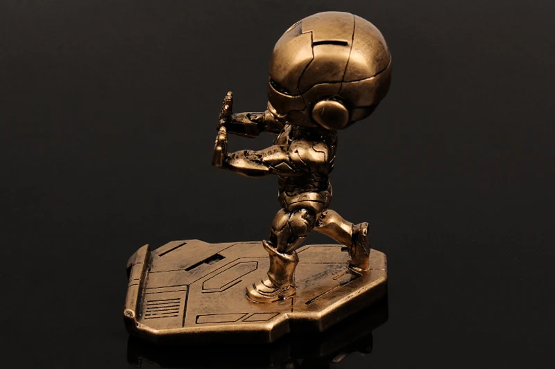 Gold Mi jia Железный Мститель человек кронштейн Стенд мультфильм Marvel офис Настольный брелок-фигурка настольные аксессуары для iPhone Xiao mi samsung 2 - Цвет: Gold