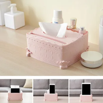 

3 Color Creative European Tissue Box Plastic Desktop Storage Box Coffee Table Paper Towel Barrel Napkin Remote Control Tray