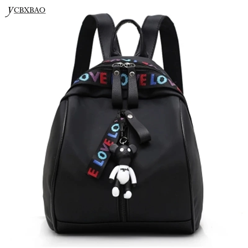 

YCBXBAO High Quality Teen PU Leather Women Casual Bag Black Backpack Plecak with Bear Small Female;mochila de couro feminina
