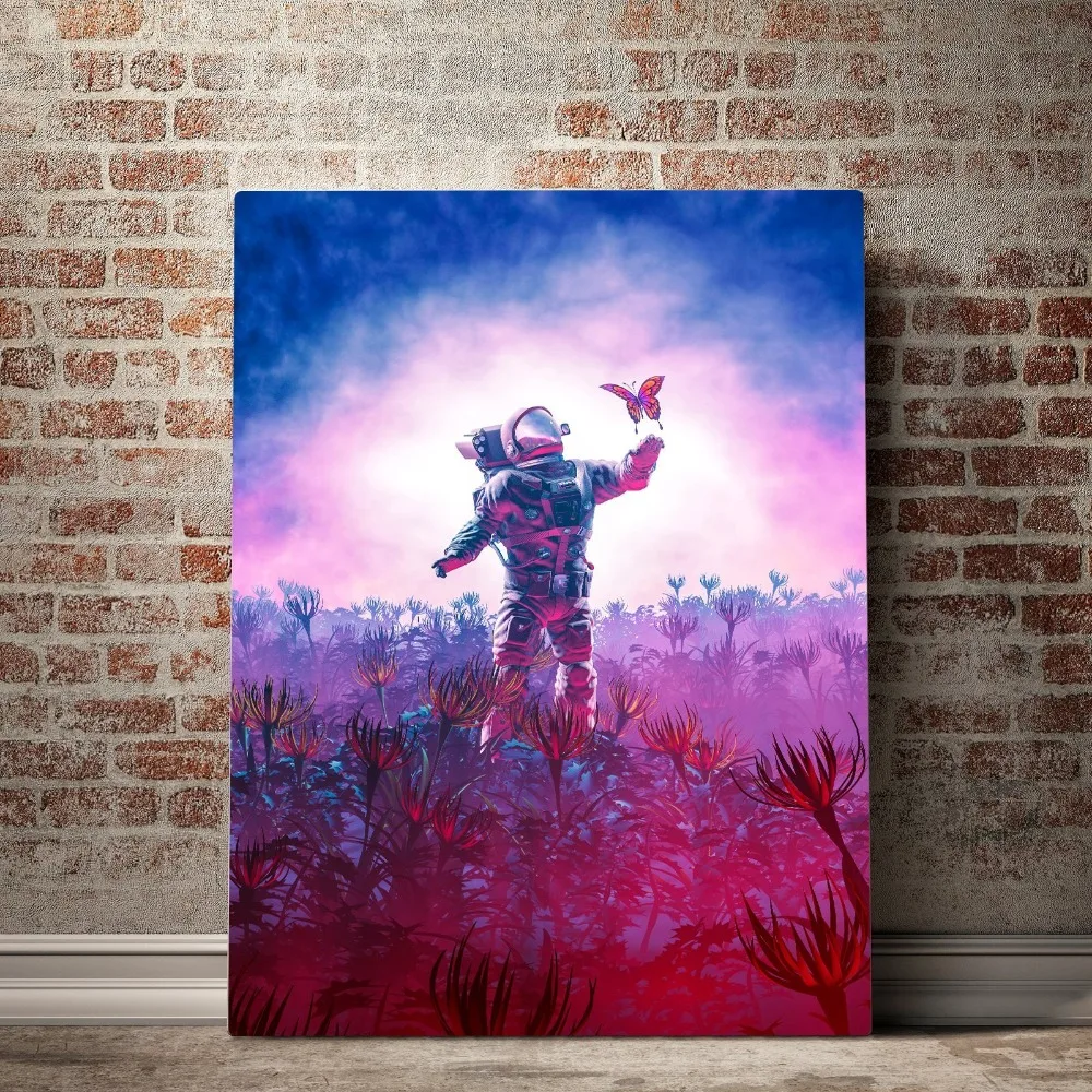 

Modular Pictures Home Decor 1 Piece Curious Astronaut Traveler Cuadros Posters Canvas Print Paintings Wall Art Living Room Frame