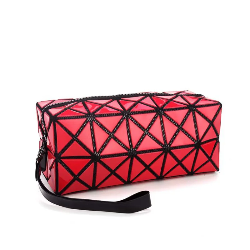 Fashion Portable Makeup Bag Folding Package PU Leather Makeup Bags Women Geometric Zipper Cosmetic Bag Mini Bolso Organizer Bags (19)