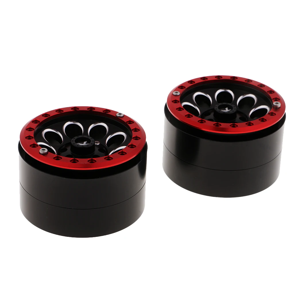 2pcs Aluminum 2.2' Beadlock Wheel Rims for 1/10 Traxxas TRX4 Axial SCX10 D90 RC Rock Crawler