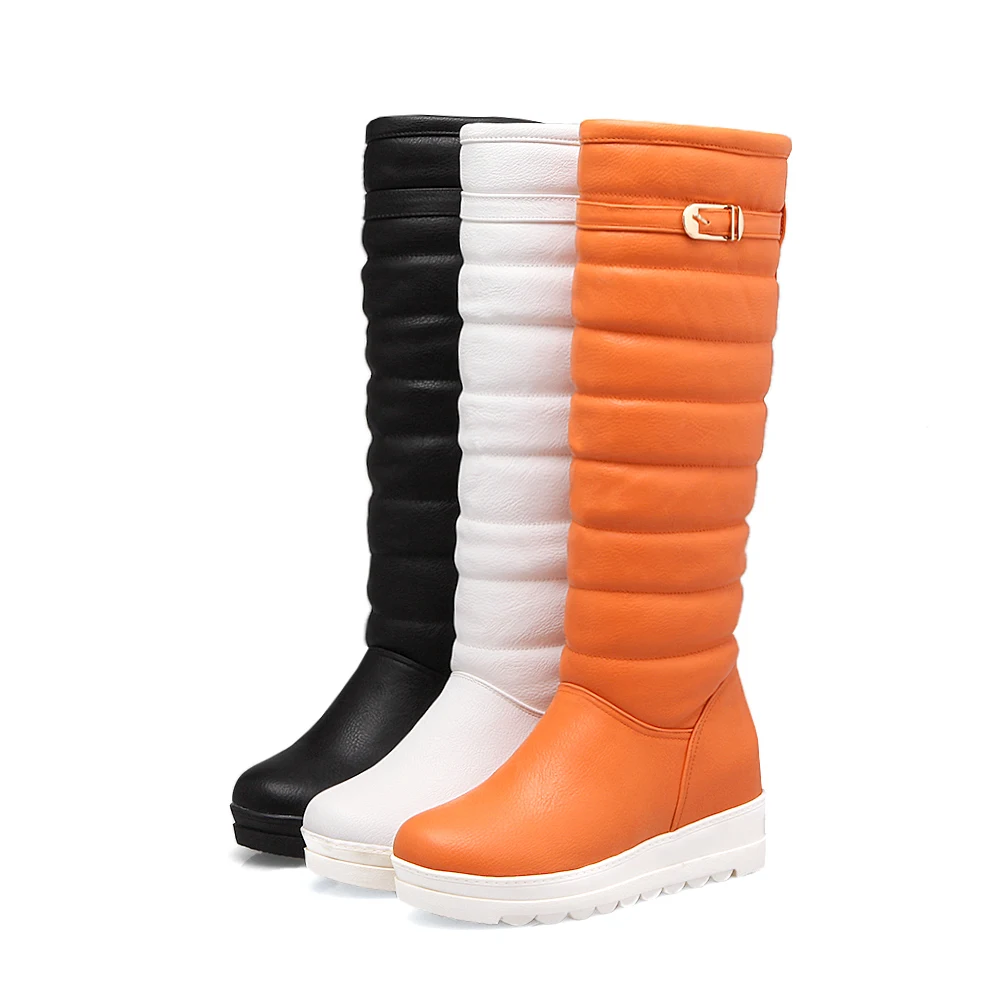 

Winter White Flat Snow Boots Women's High Tube Plus Velvet Thick Warm Long Boots Thick Bottom Slip