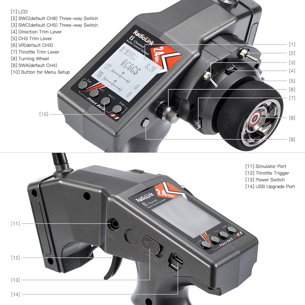 Радиопередатчик Radiolink RC6GS 6CH 2,4g с R7FG гироскоп приемник FPV пульт дистанционного управления для радиоуправляемого гусеничного автомобиля лодки(600 м
