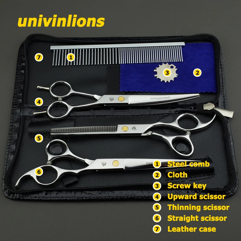 Univinlions " ножницы для домашних животных, ножницы для ухода за собакой, ножницы для стрижки лошадей, кошек, животных, ножницы для стрижки волос, набор для ручной стрижки
