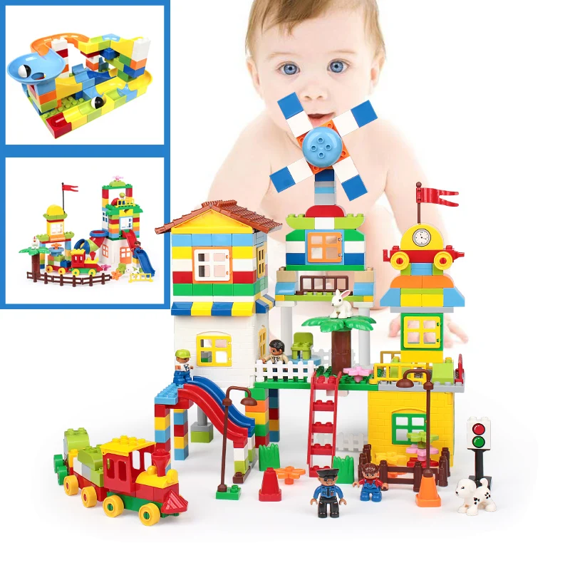 

56pcs-253pcs DIY Big Particle Building Blocks Castle/Park/Slide Educational Toy For Children Compatible LegoINGlys Duplo Brikcs