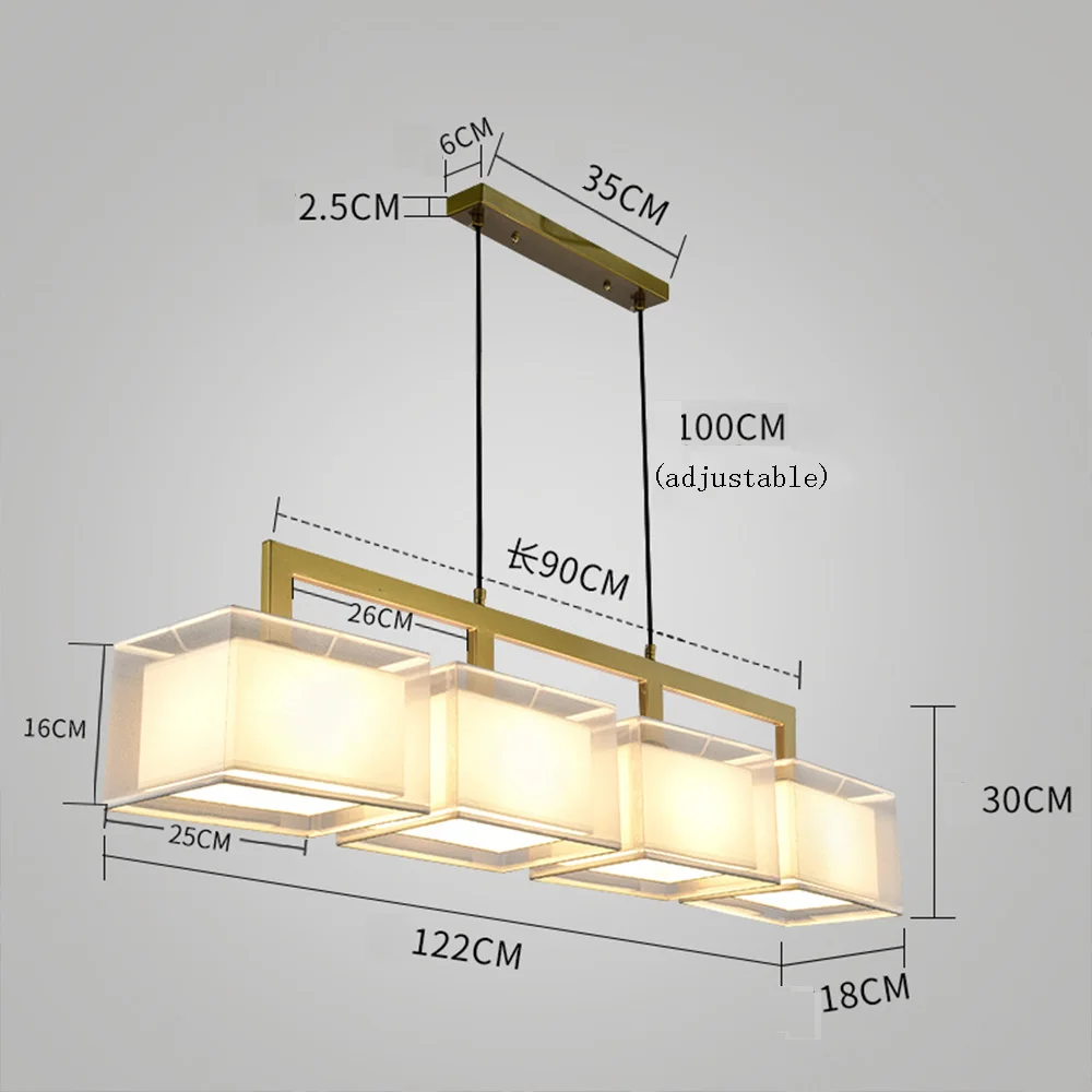 HGhomeart современный минималистский прямоугольная люстра Nordic светильник 110 v-220 v Светодиодный Потолочный подвесной светильник E27 потолочный светильник s - Цвет корпуса: Golden 4 heads B