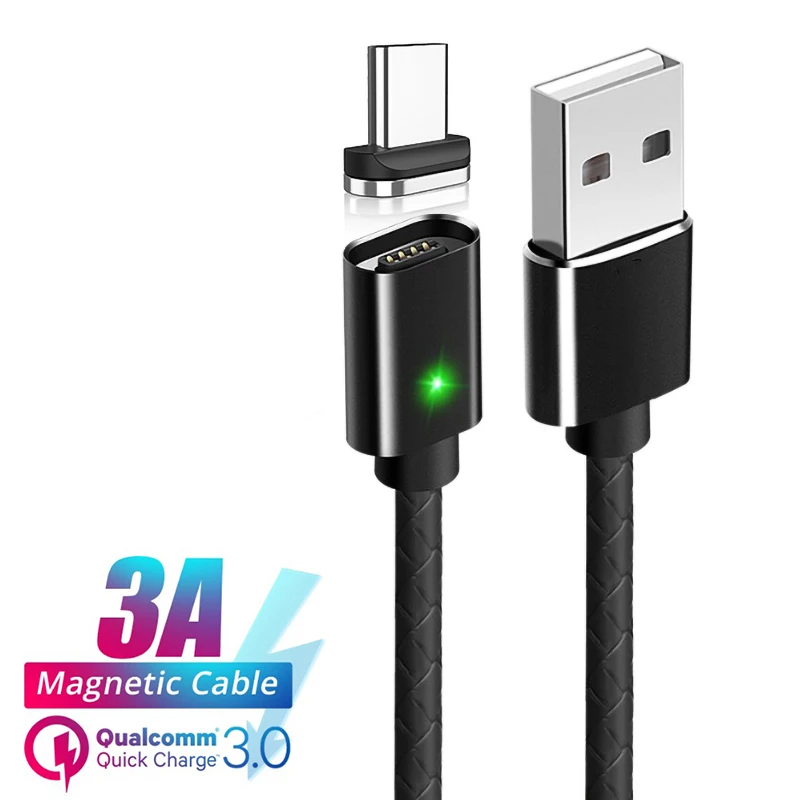 

QC3.0 Magnetic USB Cable Mobile Phone Type C Micro USB 8 Pin Cables For iPhone 8 Samsung Xiaomi Fast Charge 1M Charger Cord Wire