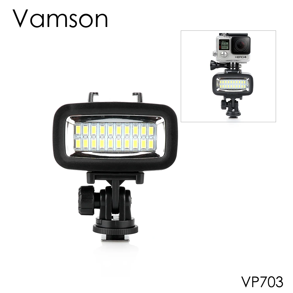 

Vamson Accessories for Gopro Hero 6 5 4 Underwater FlashLight Lamp Diving Waterproof LED Mount for SJCAM for Xiaomi YI VP703