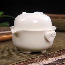Чайный сервиз включает 1 горшок 1 чашка элегантный gaiwan, дорожный чайный сервиз с белой керамикой, красивый и простой чайник