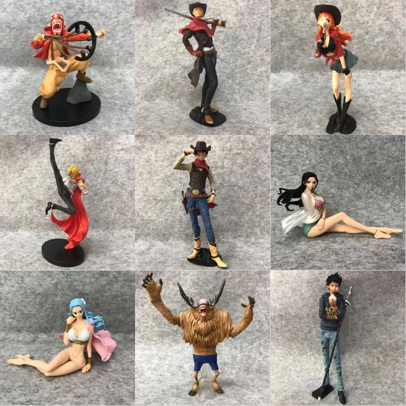 

Anime One Piece Monkey D Luffy Roronoa Zoro Nami Sanji Nico Robin Trafalgar Law PVC Action Figure Collectible Model doll toy