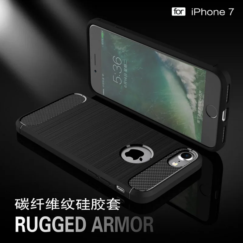 Best Phone Case for IPhone 5 6 6s Plus 7 Plus Cover Carbon Fibre Brushed TPU Smart Wire Drawing Back Cover Silicone Protective Cover