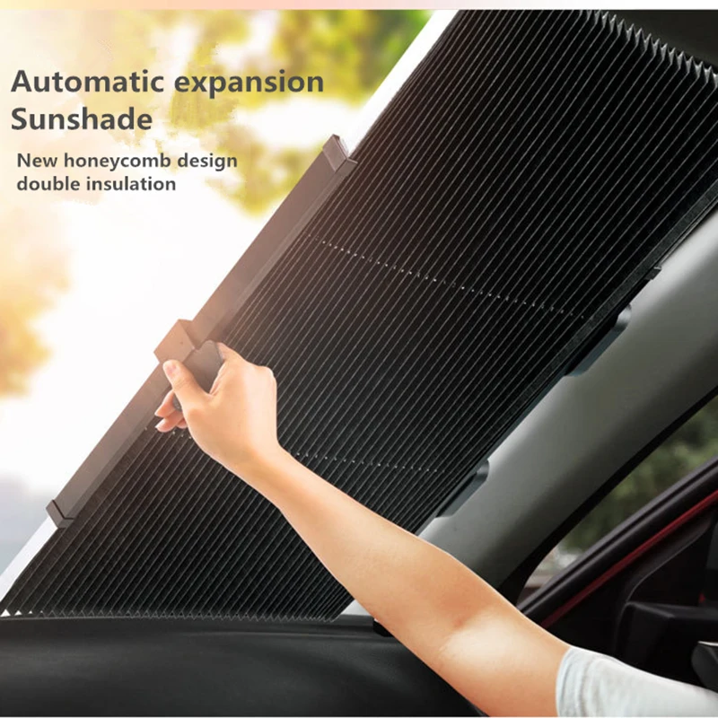 

46CM/65CM/70CM/80CM Upgarde Retractbale SUV Truck Car Front Windshield Sunshade Rear Window Sun Visor UV Protection Curtain