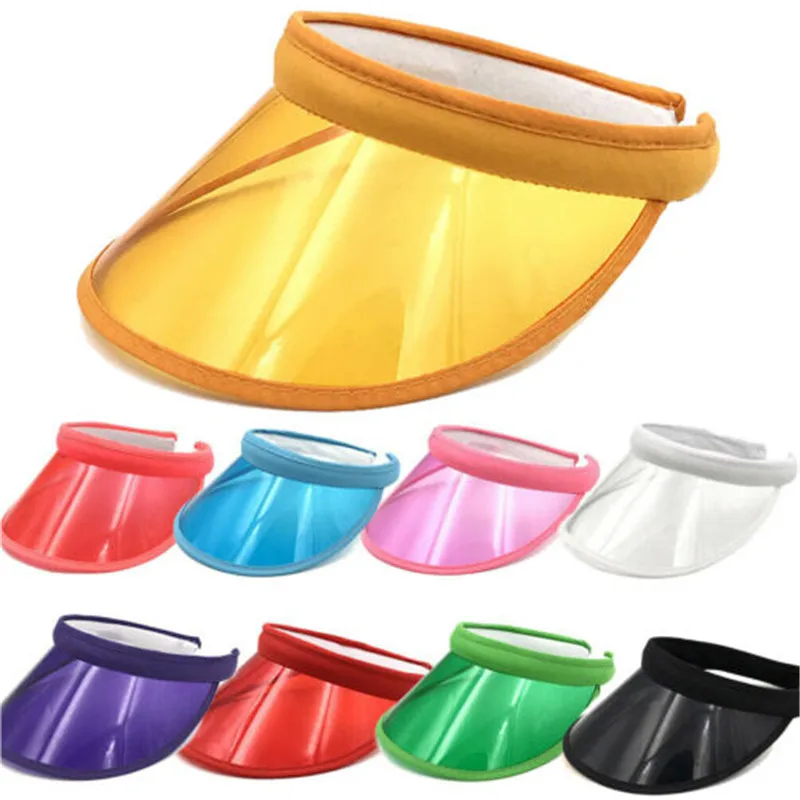 

2019 Fashion Summer PVC Sun Visor Hat Unisex Headband Cap UV Protection Transparent Outdoor Hiking Sport