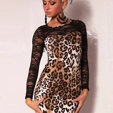 Оптового сексуального нижнего белья с леопардовым принтом платье-комбинация одежда 11202