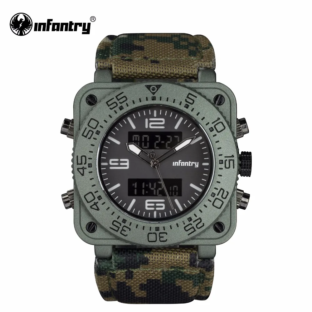 Prix pour INFANTRY Mens Quartz-montres Militaire Armée Numérique Sport Montres Camouflage En Cuir Carré Montres Dual Core Relogios Masculinos Prix pour INFANTRY Mens Quartz-montres Militaire Armée Numérique Sport Montres Camouflage En Cuir Carré Montres Dual Core Relogios Masculinos