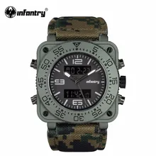 INFANTERÍA Hombres de Cuarzo relojes Ejército Militar Relojes Deportivos Digitales Camuflaje de Cuero Cuadrados Relojes Relogios masculinos de Doble Núcleo