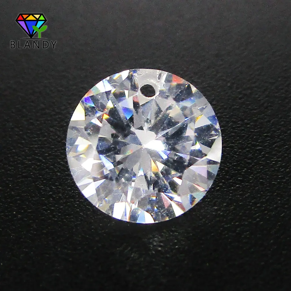 Free Shipping Pcs Lot Round Cut Single Hole Cz Stone Square Shape One Hole Loose White Cubic