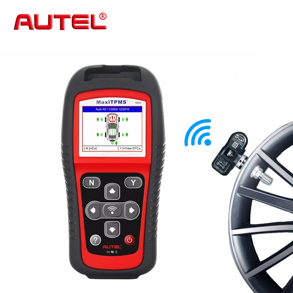 AUTEL датчик давления в шинах, датчики, ИНСТРУМЕНТ MaxiTPMS TS501 TPMS, диагностический инструмент, инструмент для автоматического сканирования, OBD2, Автомобильный сканер, переучивание