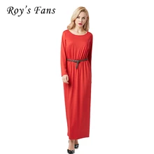 

Roy's Fans Women Fashion Solid Vintage Long Straight Dress Spring And Autumn Long Sleeve Casual Female Dress With Sashes