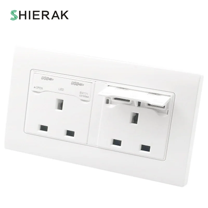 SHIERAK 86 UK standard Hong Kong 3 hole электрическая розетка Dual 13A британская с двумя usb