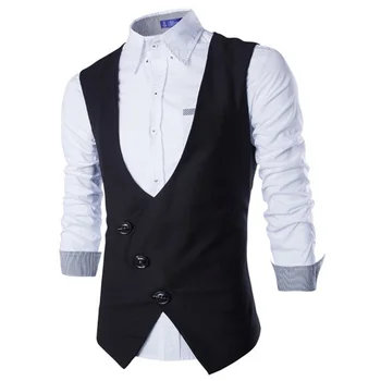 

geek Korean men's vest single-breasted slim black