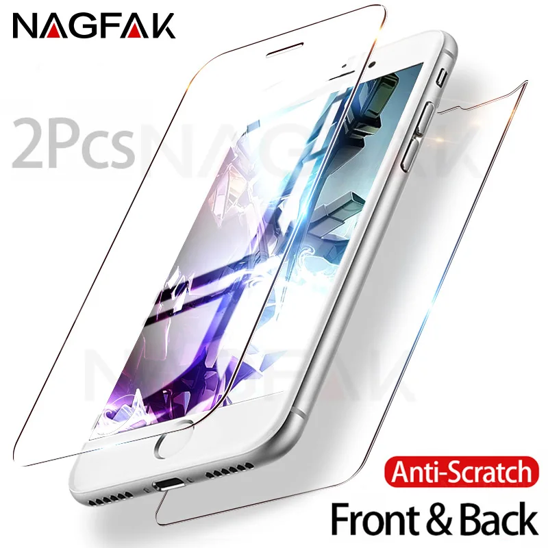 Front & Back 2Pcs Protective Glass For iPhone X 6 6s 7 8 Plus 5 5S SE