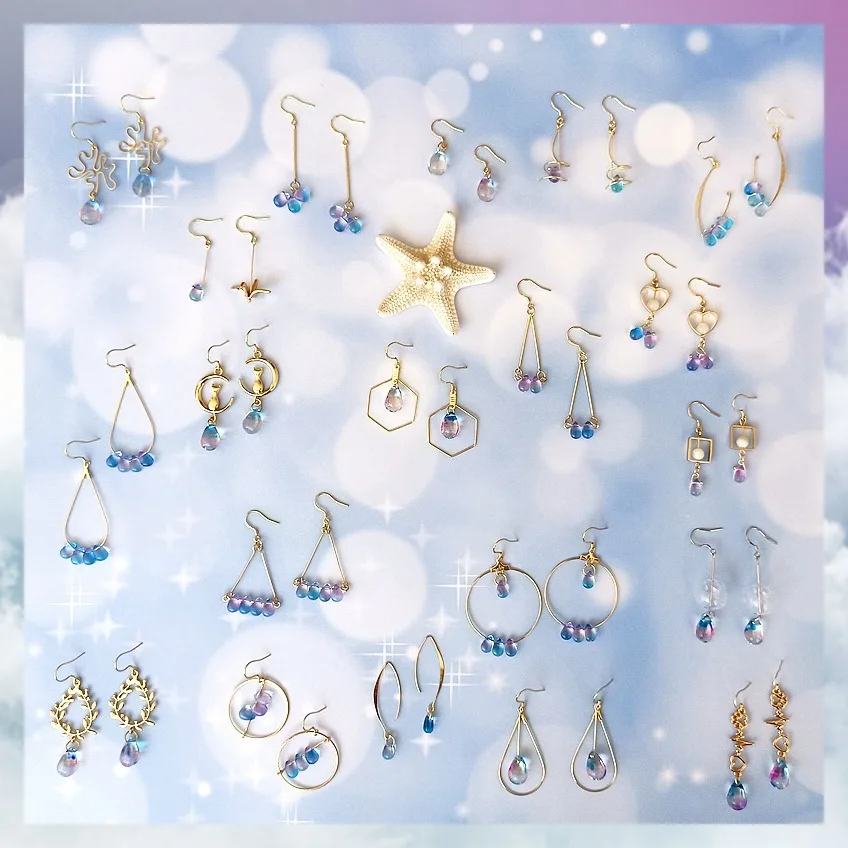 

MuHan Sweet Glass Water Drop Long Earrings for Women Trendy Handmade Allergy Big Drop Earrings Jewelry Dream Girl Christmas Gift