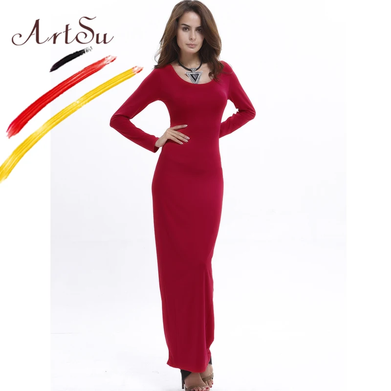 Платье ArtSu женское длинное повседневное из хлопка на осень и зиму|dress robe|women maxi