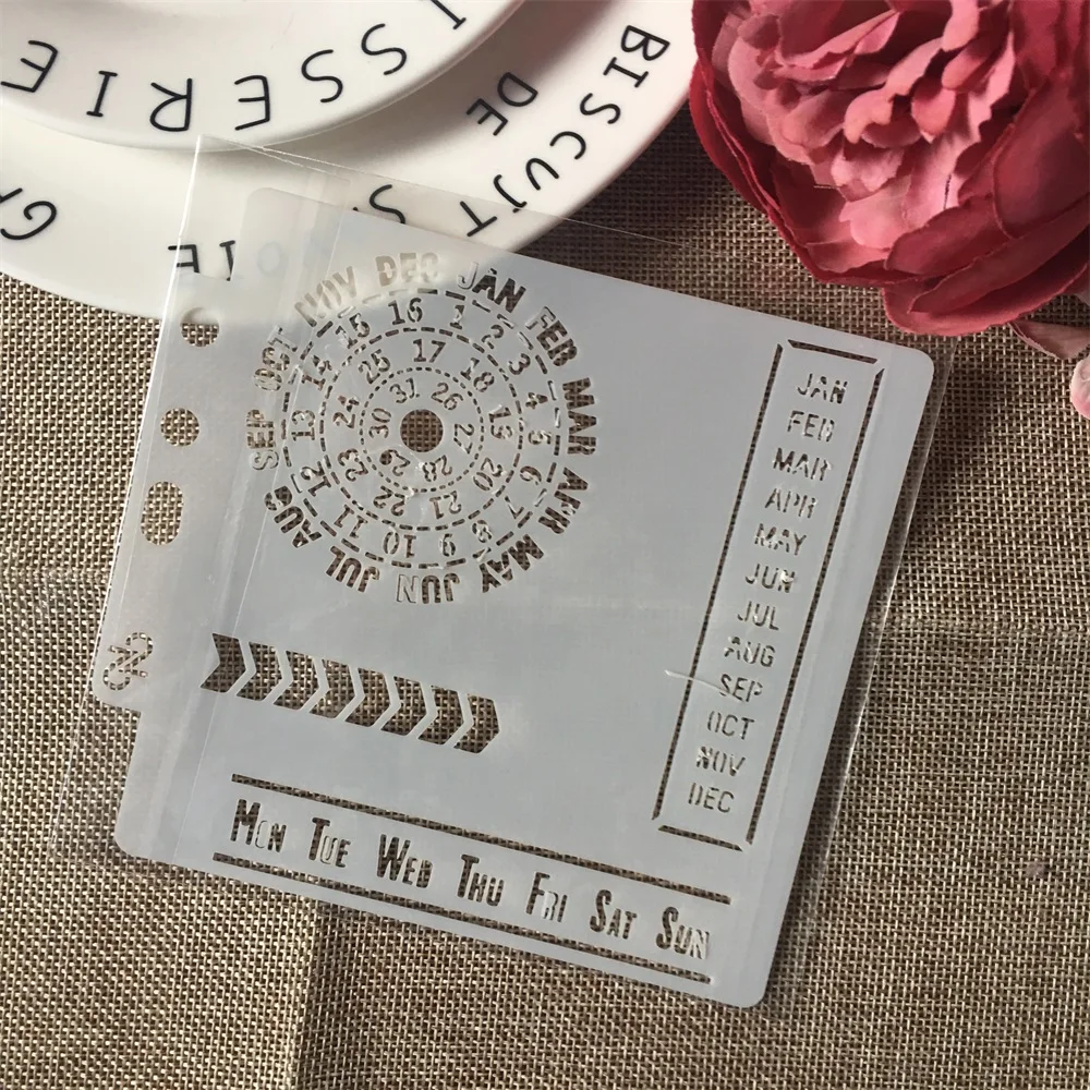 

1Pcs 13cm 5.1" Calendar Days DIY Layering Stencils Wall Painting Scrapbook Coloring Embossing Album Decorative Card Template