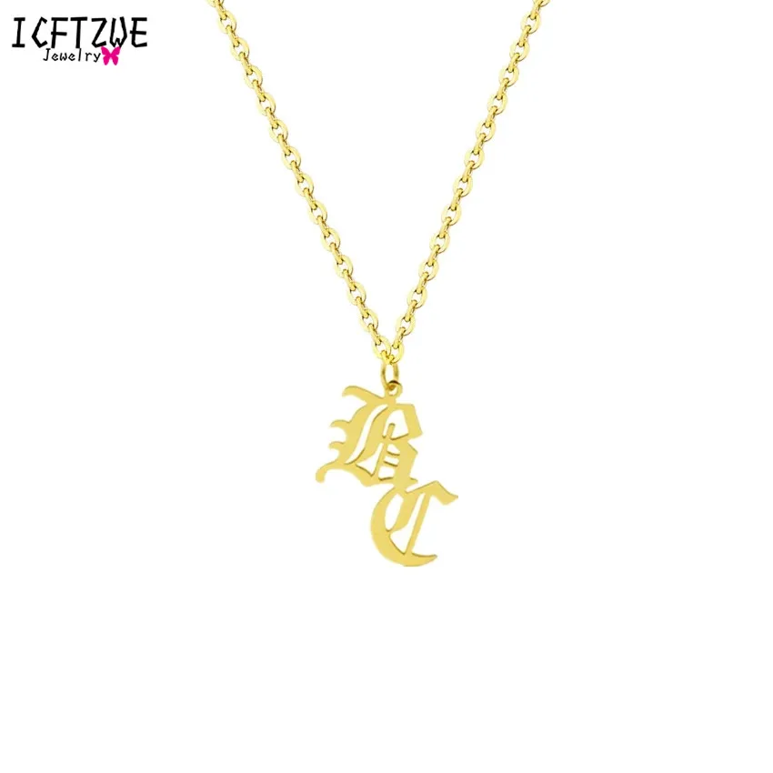 

Custom Chain Gargantilha Old English 2 Initial Necklace Gold Personalized Name Statement Necklaces For Women Men Christmas Gift