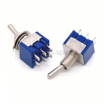 

5Pcs High quality Mini 6 Pin 2 Position Toggle Switches ON-ON DPDT Mini Toggle Switch 6A/125V 3A/250V AC MTS-202 Navy Blue