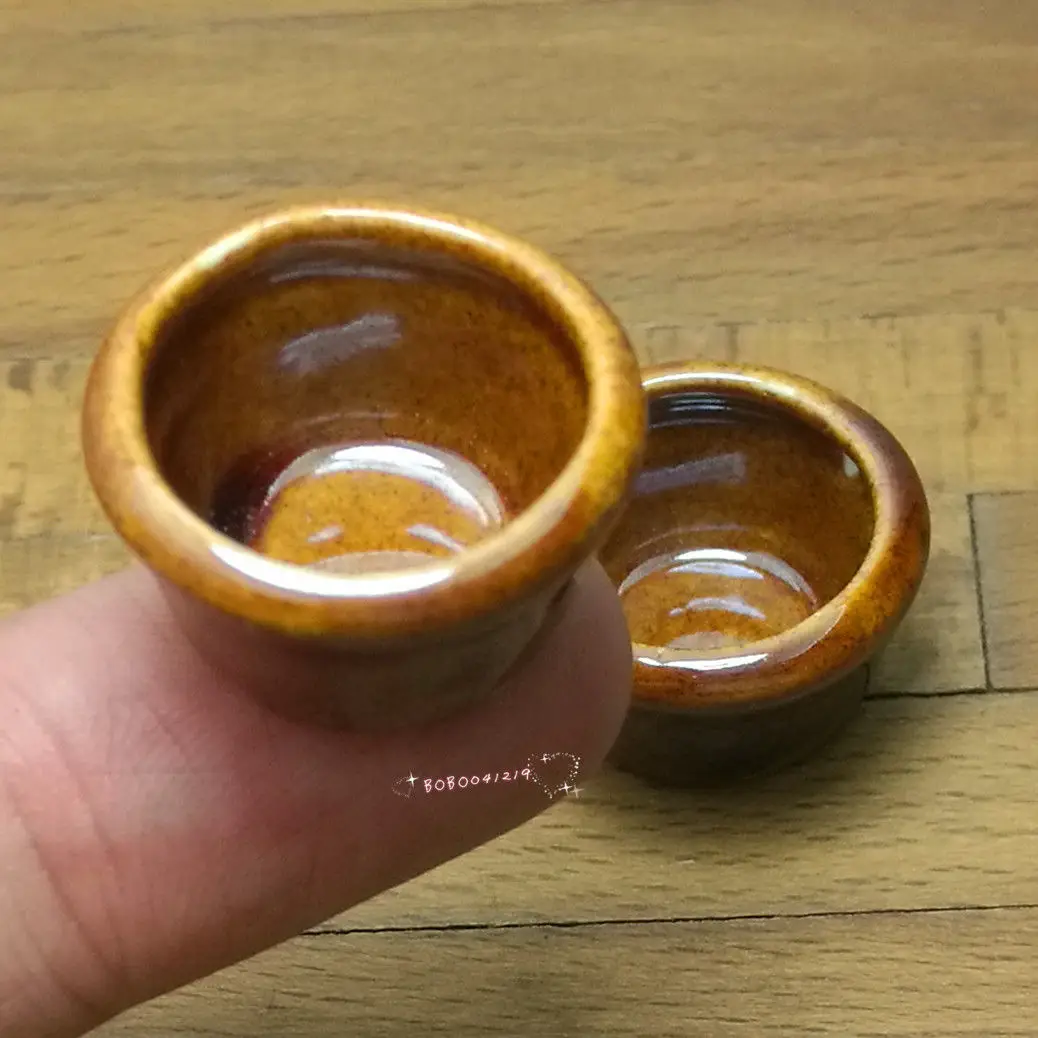 

Dollhouse Miniature 1:12 Toy 2 Pcs Porcelaine Brown Bowls Diameter 2cm SPO614