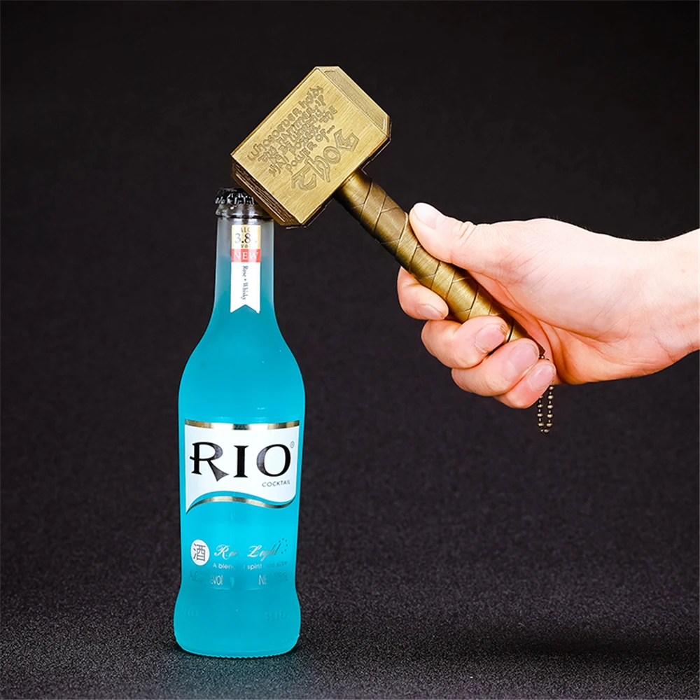 

Silver Bottle Opener, Thor Type Multi-Function Hammer, Long Handle Bottle Opener