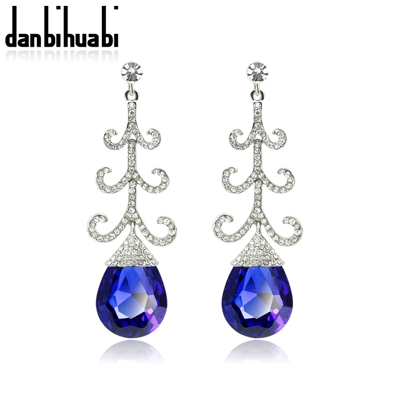 High Quality Indian Rhinestone Crystal Long Earrings Jewelry Brand
